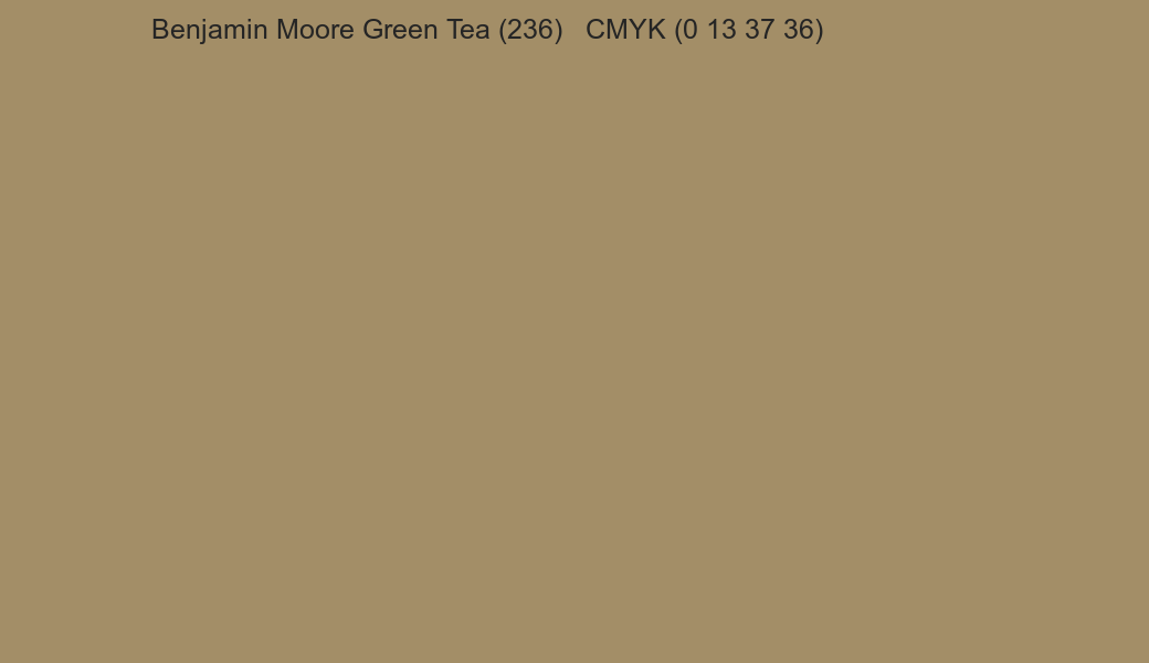 Color Benjamin Moore Green Tea (236) to CMYK (0 13 37 36) converter Color Benjamin Moore Green Tea (236) to CMYK (0 13 37 36) converter