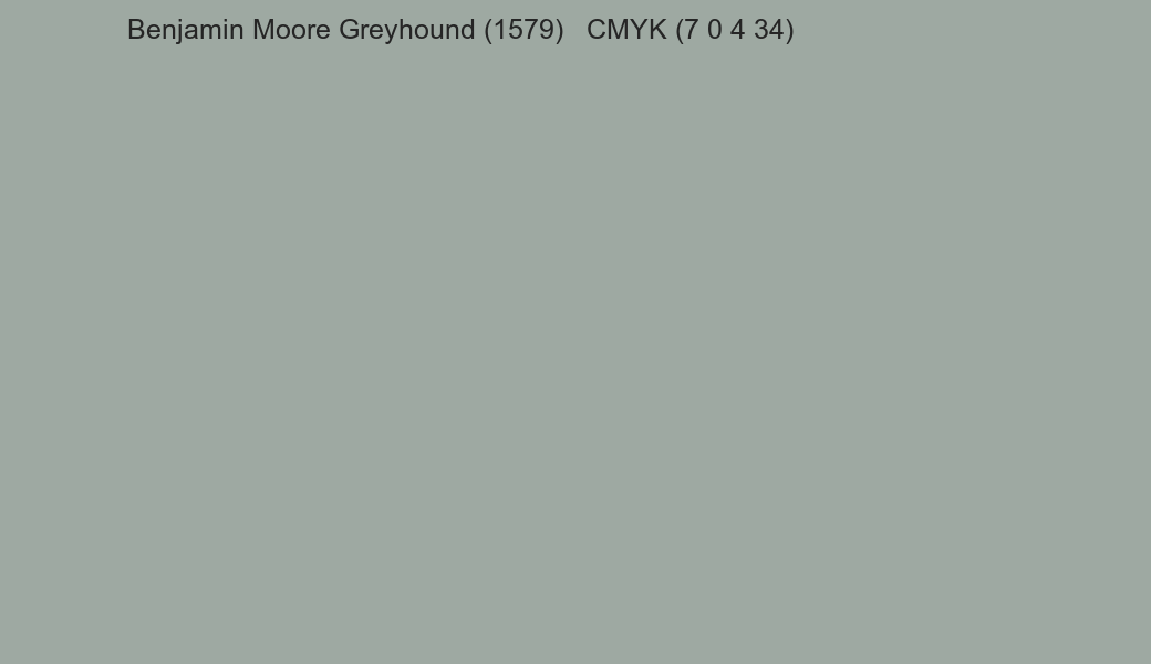 Color Benjamin Moore Greyhound (1579) to CMYK (7 0 4 34) converter Color Benjamin Moore Greyhound (1579) to CMYK (7 0 4 34) converter