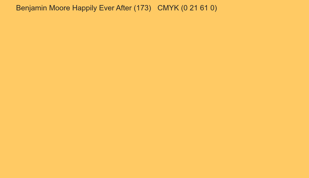 Color Benjamin Moore Happily Ever After (173) to CMYK (0 21 61 0) converter Color Benjamin Moore Happily Ever After (173) to CMYK (0 21 61 0) converter