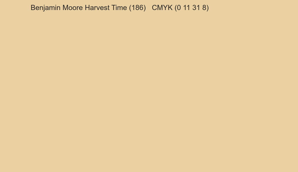 Color Benjamin Moore Harvest Time (186) to CMYK (0 11 31 8) converter Color Benjamin Moore Harvest Time (186) to CMYK (0 11 31 8) converter