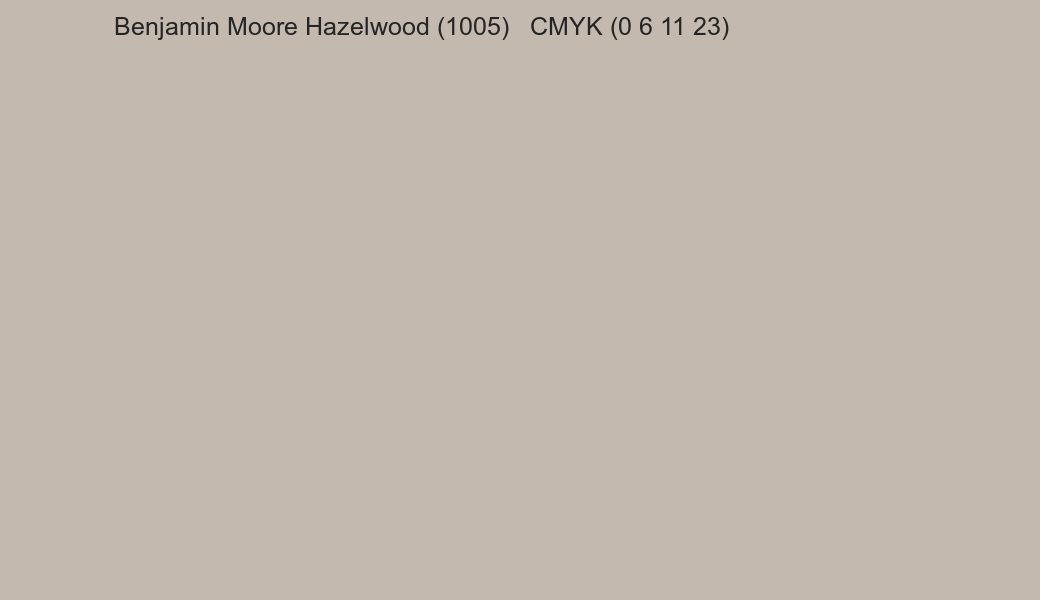 Color Benjamin Moore Hazelwood (1005) to CMYK (0 6 11 23) converter Color Benjamin Moore Hazelwood (1005) to CMYK (0 6 11 23) converter