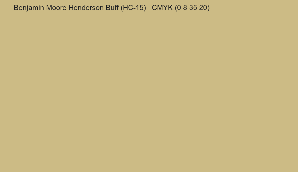 Color Benjamin Moore Henderson Buff (HC-15) to CMYK (0 8 35 20) converter Color Benjamin Moore Henderson Buff (HC-15) to CMYK (0 8 35 20) converter