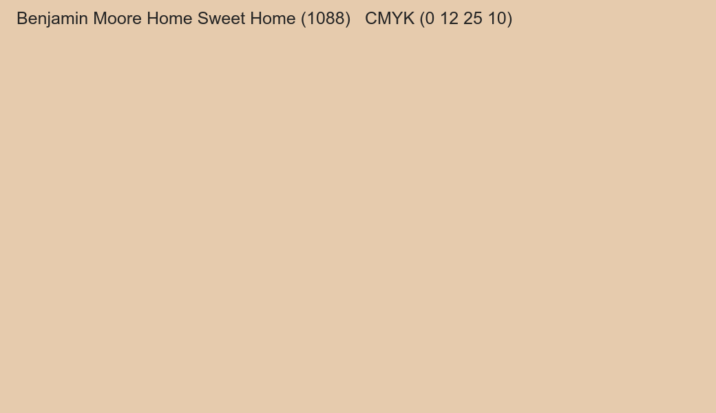 Color Benjamin Moore Home Sweet Home (1088) to CMYK (0 12 25 10) converter Color Benjamin Moore Home Sweet Home (1088) to CMYK (0 12 25 10) converter