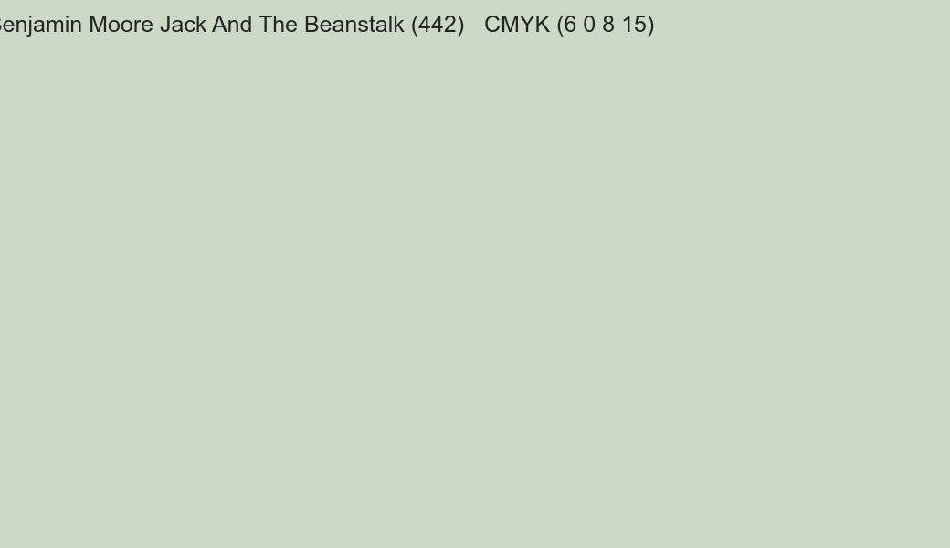 Color Benjamin Moore Jack And The Beanstalk (442) to CMYK (6 0 8 15) converter Color Benjamin Moore Jack And The Beanstalk (442) to CMYK (6 0 8 15) converter