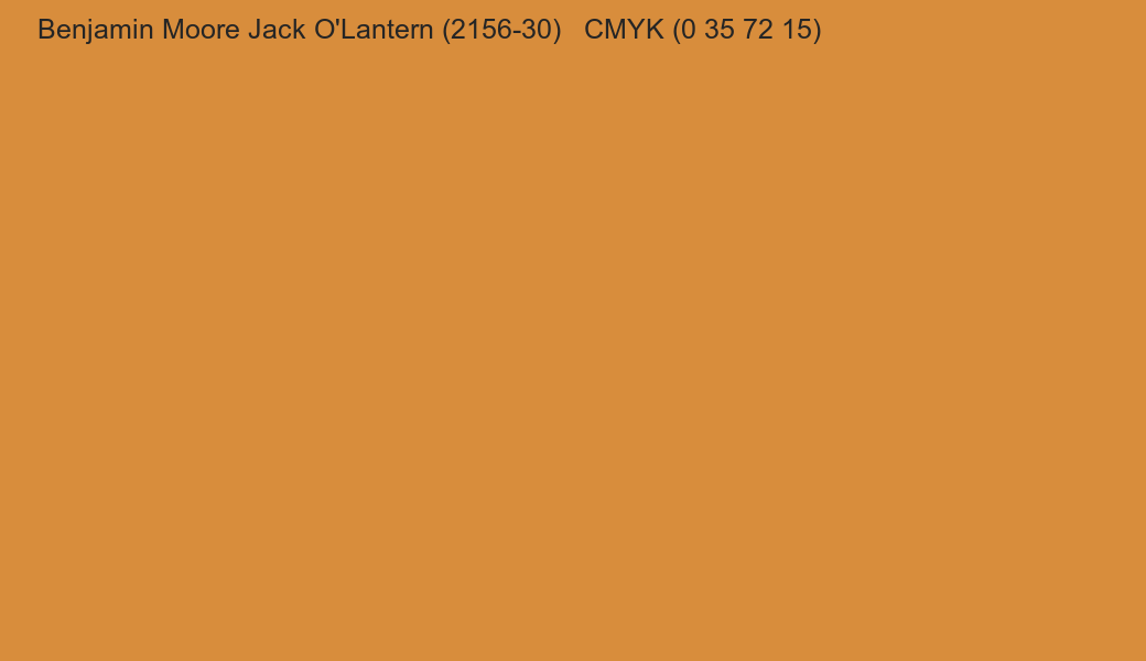 Color Benjamin Moore Jack O'Lantern (2156-30) to CMYK (0 35 72 15) converter Color Benjamin Moore Jack O'Lantern (2156-30) to CMYK (0 35 72 15) converter