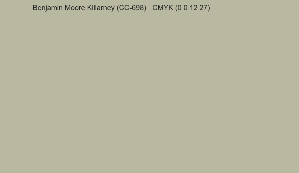 Color Benjamin Moore Killarney (CC-698) to CMYK (0 0 12 27) converter Color Benjamin Moore Killarney (CC-698) to CMYK (0 0 12 27) converter