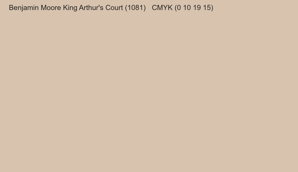 Color Benjamin Moore King Arthur's Court (1081) to CMYK (0 10 19 15) converter Color Benjamin Moore King Arthur's Court (1081) to CMYK (0 10 19 15) converter