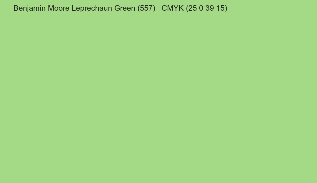Color Benjamin Moore Leprechaun Green (557) to CMYK (25 0 39 15) converter Color Benjamin Moore Leprechaun Green (557) to CMYK (25 0 39 15) converter