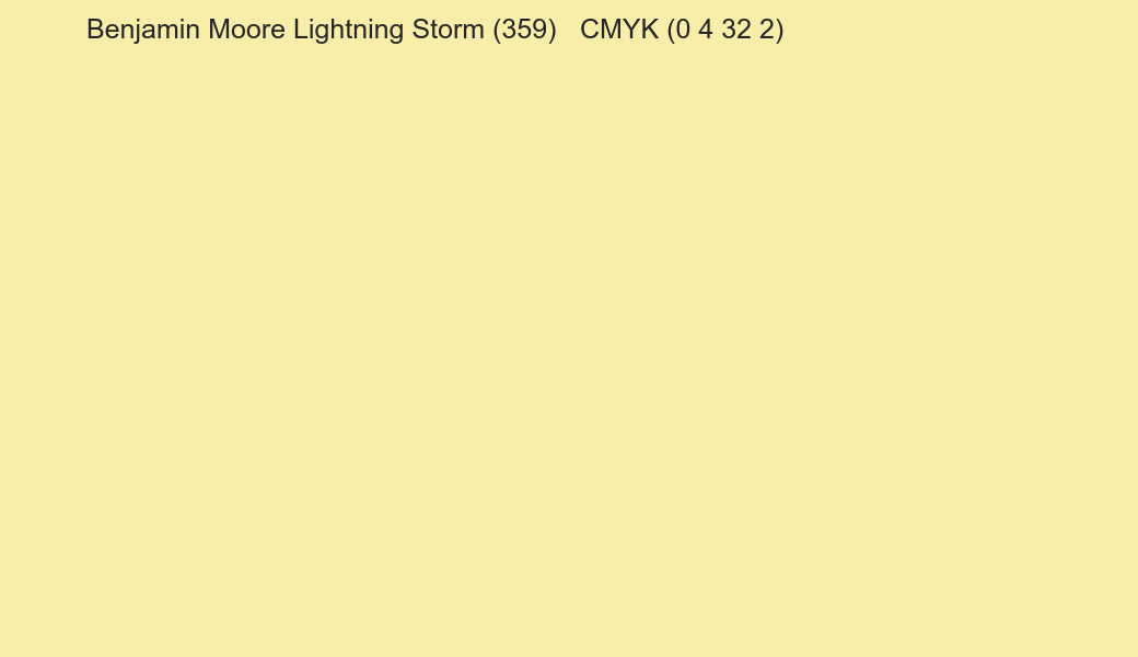 Color Benjamin Moore Lightning Storm (359) to CMYK (0 4 32 2) converter Color Benjamin Moore Lightning Storm (359) to CMYK (0 4 32 2) converter