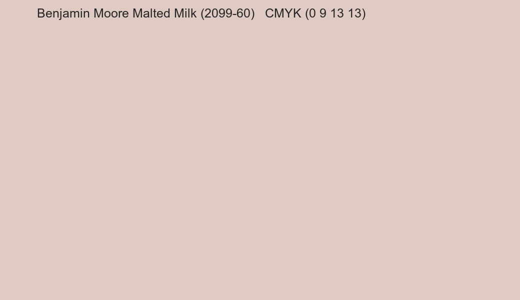 Color Benjamin Moore Malted Milk (2099-60) to CMYK (0 9 13 13) converter Color Benjamin Moore Malted Milk (2099-60) to CMYK (0 9 13 13) converter