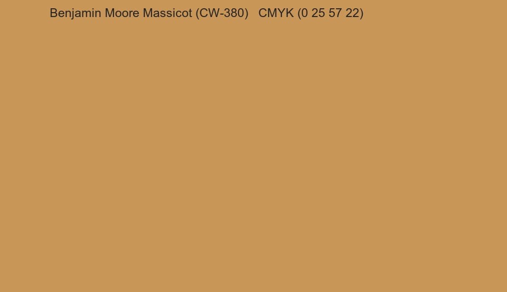 Color Benjamin Moore Massicot (CW-380) to CMYK (0 25 57 22) converter Color Benjamin Moore Massicot (CW-380) to CMYK (0 25 57 22) converter