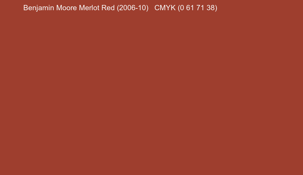 Color Benjamin Moore Merlot Red (2006-10) to CMYK (0 61 71 38) converter Color Benjamin Moore Merlot Red (2006-10) to CMYK (0 61 71 38) converter