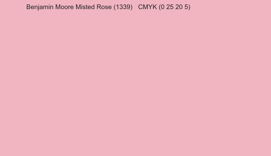 Color Benjamin Moore Misted Rose (1339) to CMYK (0 25 20 5) converter Color Benjamin Moore Misted Rose (1339) to CMYK (0 25 20 5) converter
