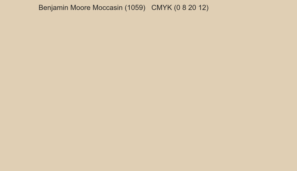 Color Benjamin Moore Moccasin (1059) to CMYK (0 8 20 12) converter Color Benjamin Moore Moccasin (1059) to CMYK (0 8 20 12) converter