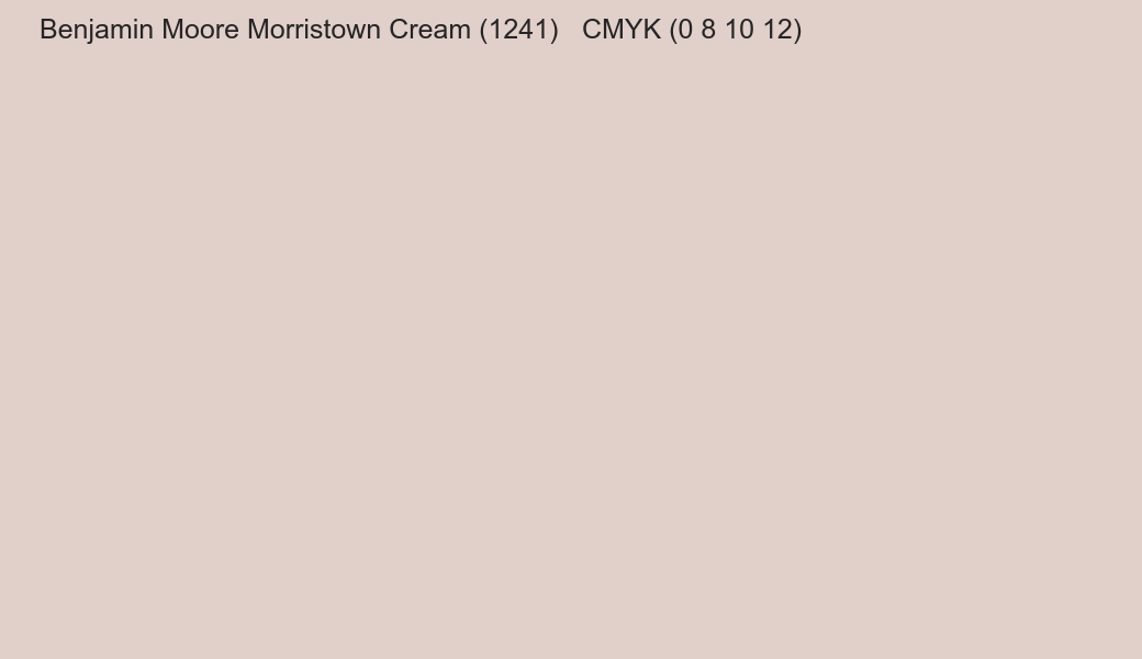 Color Benjamin Moore Morristown Cream (1241) to CMYK (0 8 10 12) converter Color Benjamin Moore Morristown Cream (1241) to CMYK (0 8 10 12) converter