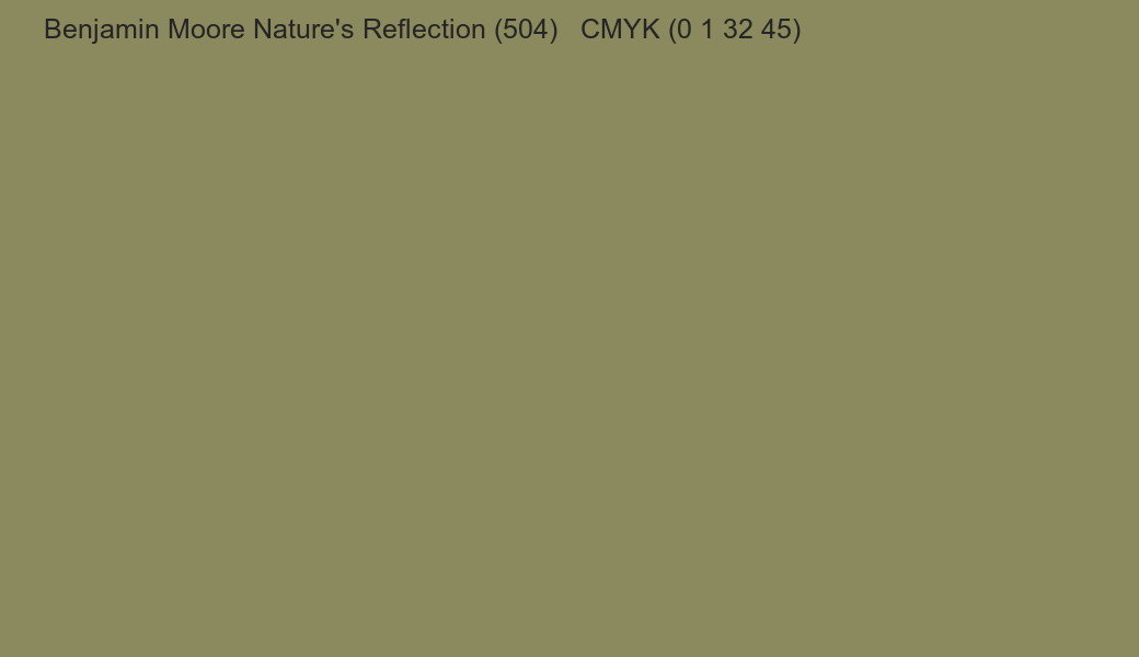 Color Benjamin Moore Nature's Reflection (504) to CMYK (0 1 32 45) converter Color Benjamin Moore Nature's Reflection (504) to CMYK (0 1 32 45) converter