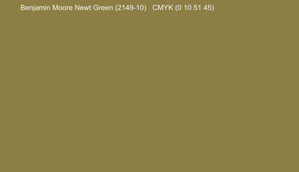 Color Benjamin Moore Newt Green (2149-10) to CMYK (0 10 51 45) converter Color Benjamin Moore Newt Green (2149-10) to CMYK (0 10 51 45) converter