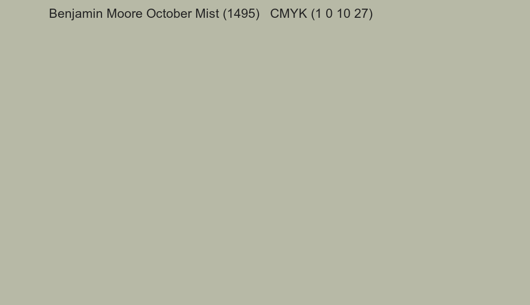 Color Benjamin Moore October Mist (1495) to CMYK (1 0 10 27) converter Color Benjamin Moore October Mist (1495) to CMYK (1 0 10 27) converter