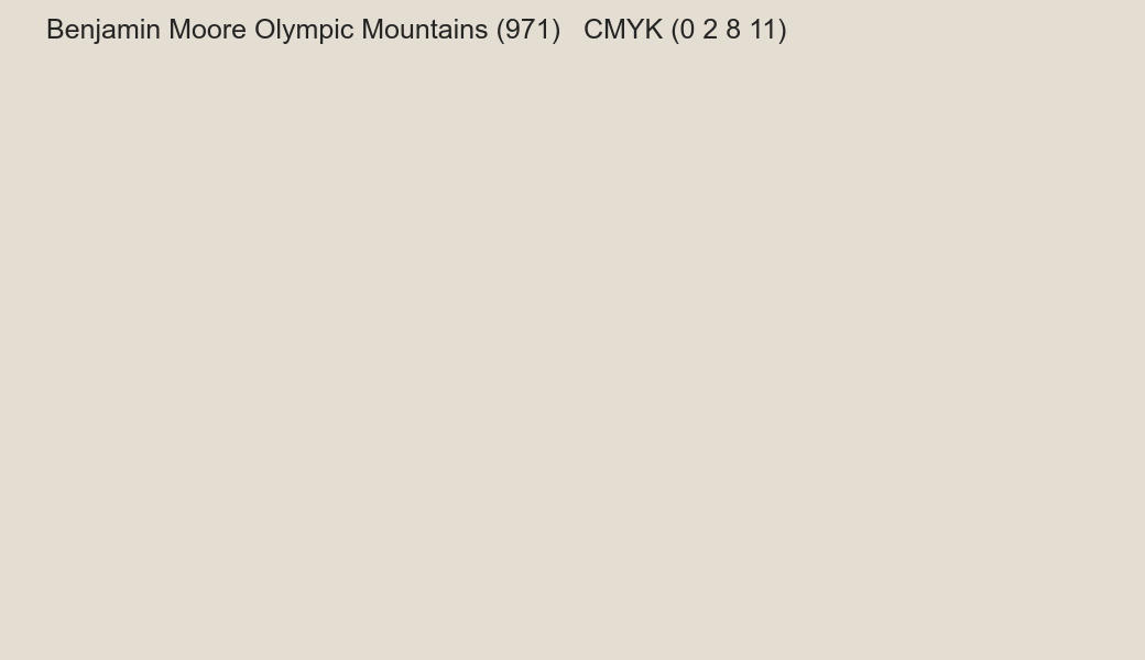 Color Benjamin Moore Olympic Mountains (971) to CMYK (0 2 8 11) converter Color Benjamin Moore Olympic Mountains (971) to CMYK (0 2 8 11) converter