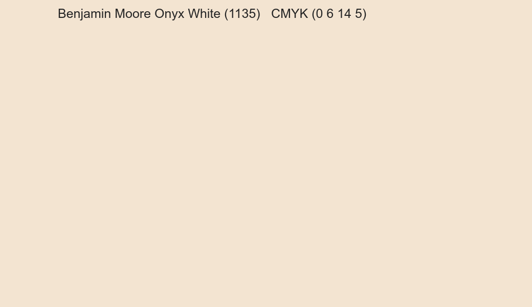 Color Benjamin Moore Onyx White (1135) to CMYK (0 6 14 5) converter Color Benjamin Moore Onyx White (1135) to CMYK (0 6 14 5) converter