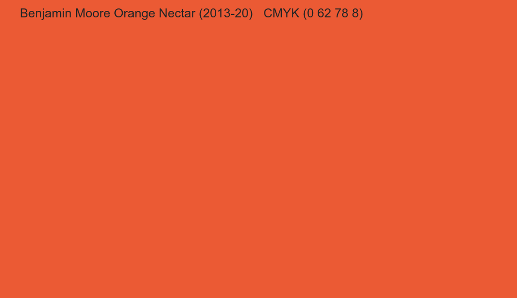 Color Benjamin Moore Orange Nectar (2013-20) to CMYK (0 62 78 8) converter Color Benjamin Moore Orange Nectar (2013-20) to CMYK (0 62 78 8) converter