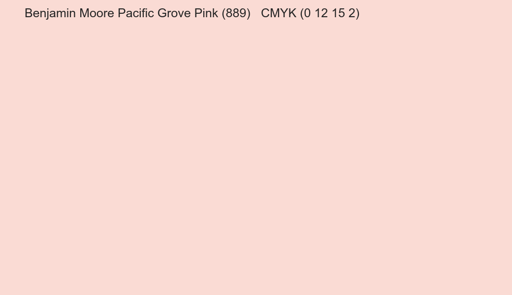 Color Benjamin Moore Pacific Grove Pink (889) to CMYK (0 12 15 2) converter Color Benjamin Moore Pacific Grove Pink (889) to CMYK (0 12 15 2) converter