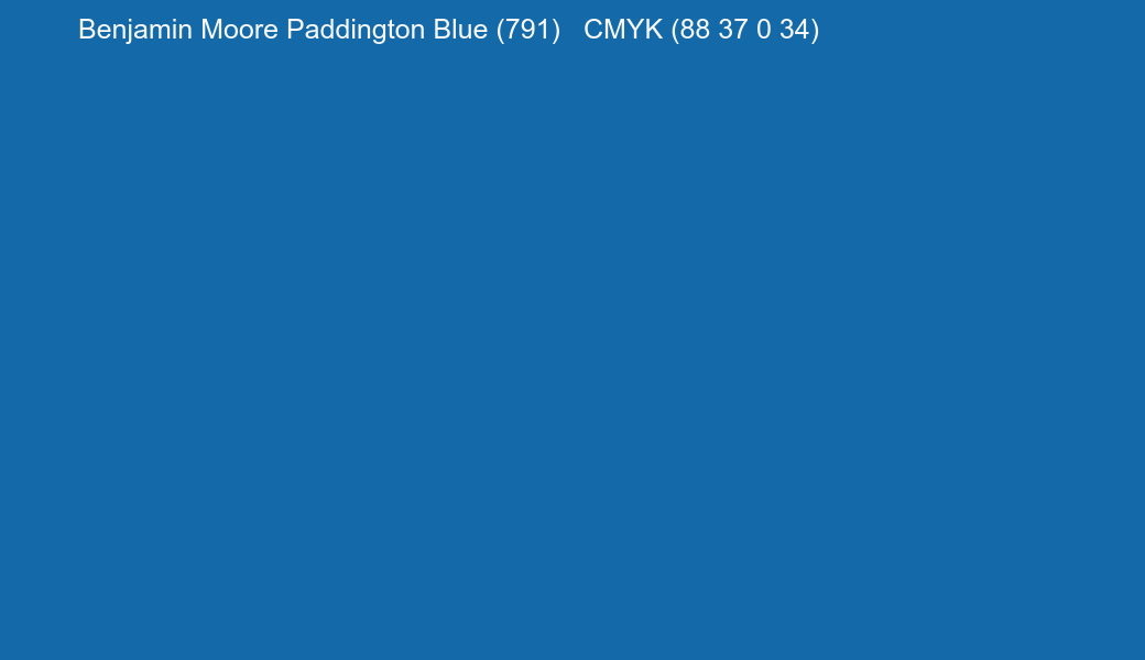 Color Benjamin Moore Paddington Blue (791) to CMYK (88 37 0 34) converter Color Benjamin Moore Paddington Blue (791) to CMYK (88 37 0 34) converter