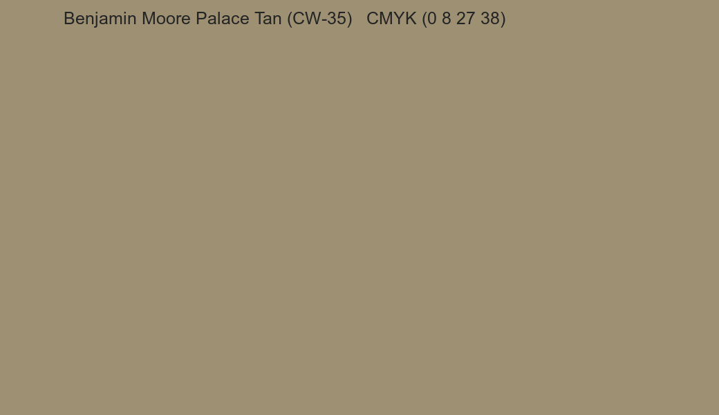 Color Benjamin Moore Palace Tan (CW-35) to CMYK (0 8 27 38) converter Color Benjamin Moore Palace Tan (CW-35) to CMYK (0 8 27 38) converter
