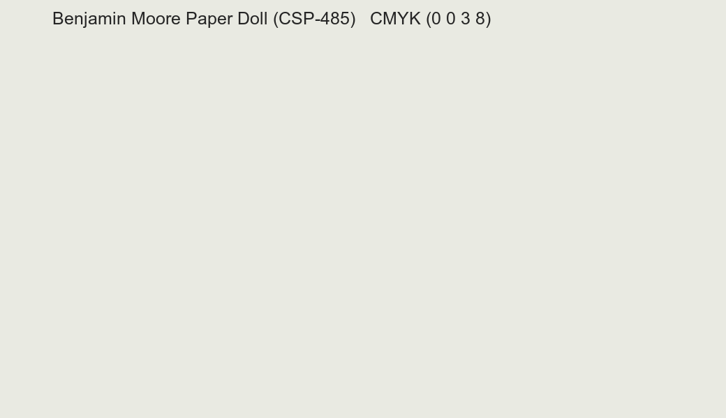 Color Benjamin Moore Paper Doll (CSP-485) to CMYK (0 0 3 8) converter Color Benjamin Moore Paper Doll (CSP-485) to CMYK (0 0 3 8) converter