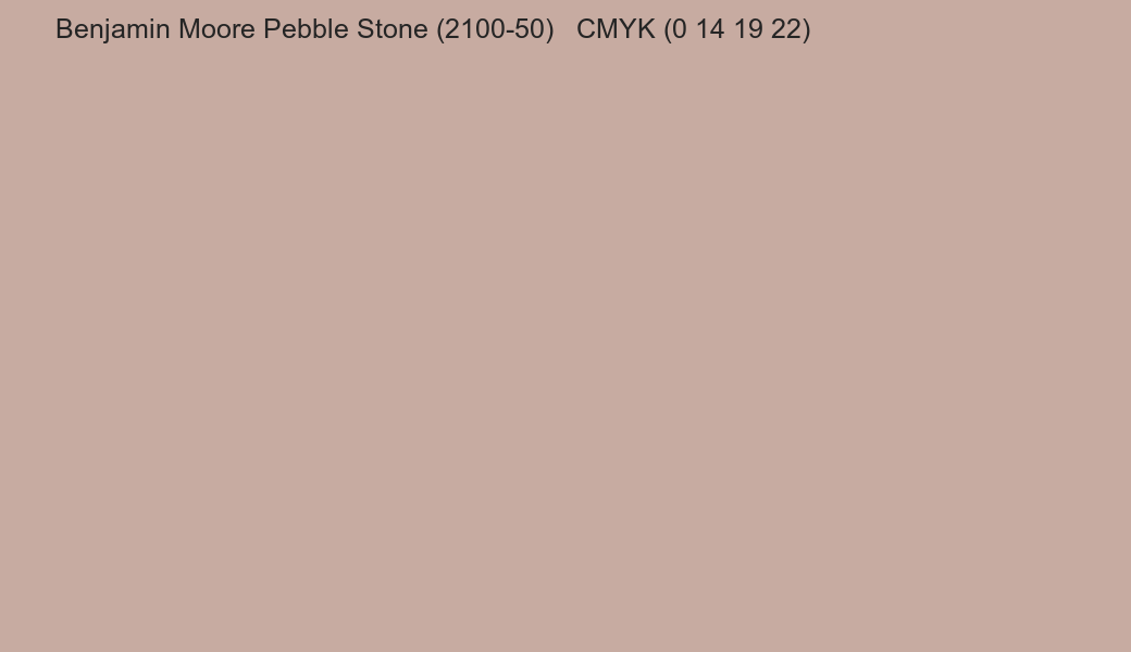 Color Benjamin Moore Pebble Stone (2100-50) to CMYK (0 14 19 22) converter Color Benjamin Moore Pebble Stone (2100-50) to CMYK (0 14 19 22) converter