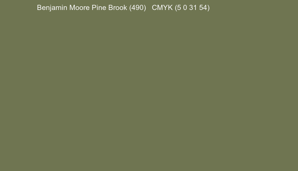 Color Benjamin Moore Pine Brook (490) to CMYK (5 0 31 54) converter Color Benjamin Moore Pine Brook (490) to CMYK (5 0 31 54) converter
