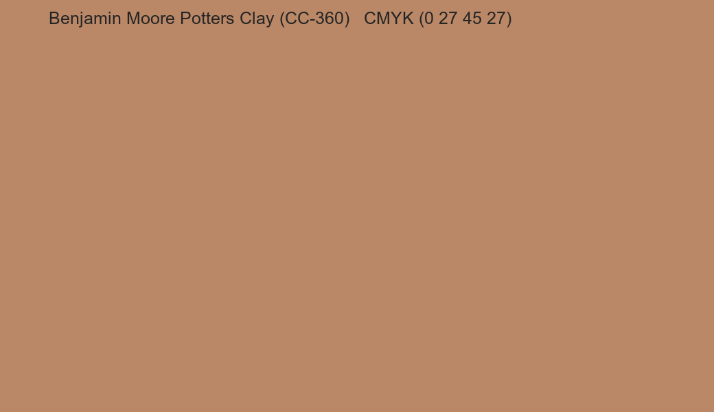 Color Benjamin Moore Potters Clay (CC-360) to CMYK (0 27 45 27) converter Color Benjamin Moore Potters Clay (CC-360) to CMYK (0 27 45 27) converter