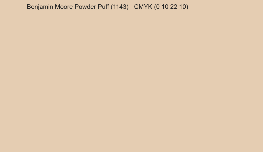 Color Benjamin Moore Powder Puff (1143) to CMYK (0 10 22 10) converter Color Benjamin Moore Powder Puff (1143) to CMYK (0 10 22 10) converter