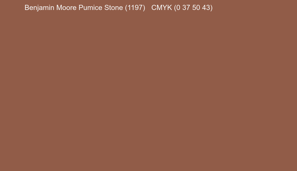 Color Benjamin Moore Pumice Stone (1197) to CMYK (0 37 50 43) converter Color Benjamin Moore Pumice Stone (1197) to CMYK (0 37 50 43) converter