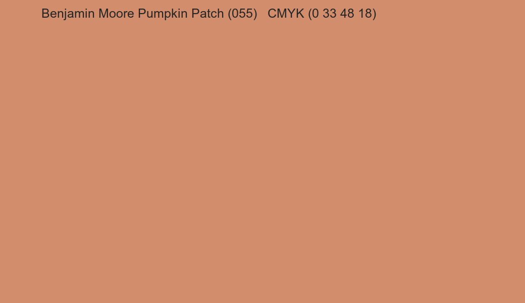 Color Benjamin Moore Pumpkin Patch (055) to CMYK (0 33 48 18) converter Color Benjamin Moore Pumpkin Patch (055) to CMYK (0 33 48 18) converter
