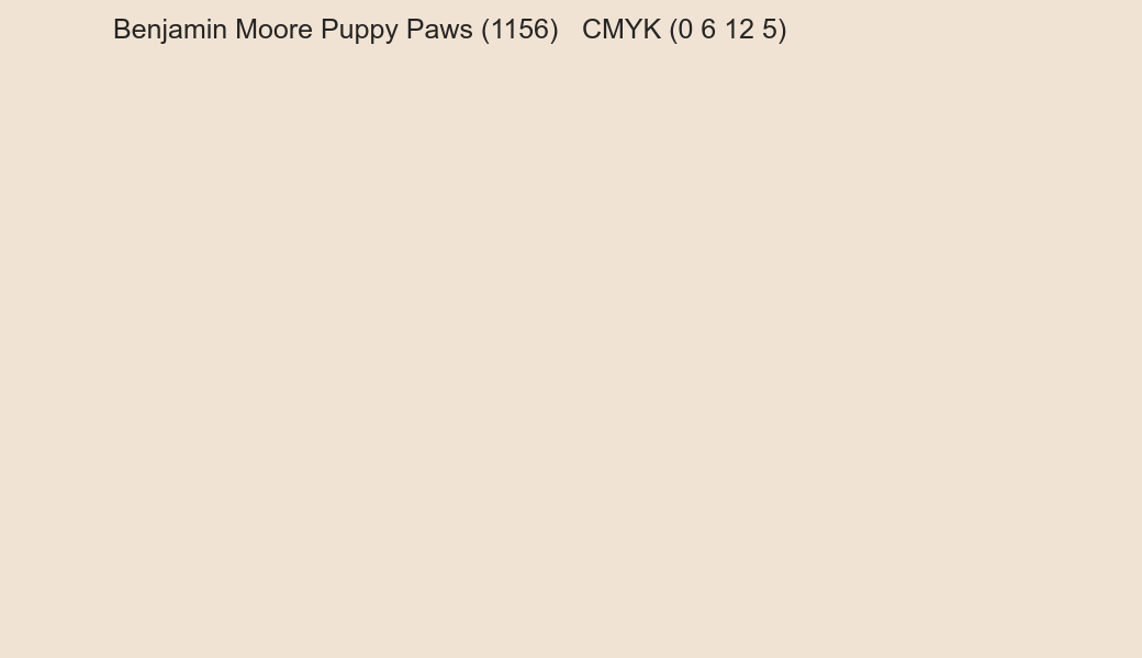Color Benjamin Moore Puppy Paws (1156) to CMYK (0 6 12 5) converter Color Benjamin Moore Puppy Paws (1156) to CMYK (0 6 12 5) converter