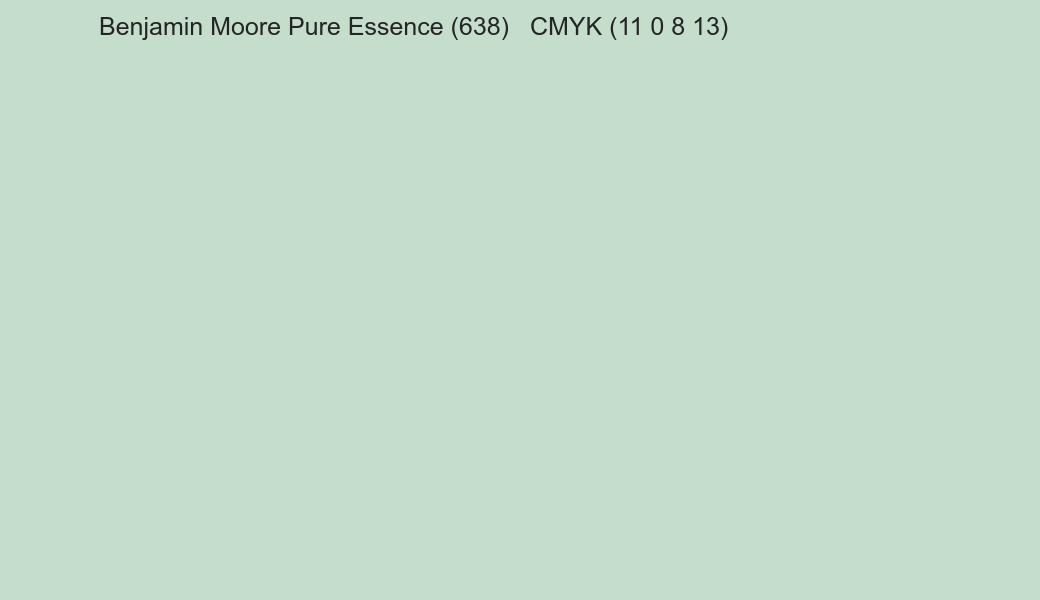 Color Benjamin Moore Pure Essence (638) to CMYK (11 0 8 13) converter Color Benjamin Moore Pure Essence (638) to CMYK (11 0 8 13) converter