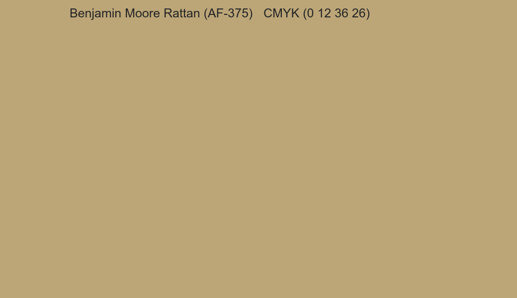 Color Benjamin Moore Rattan (AF-375) to CMYK (0 12 36 26) converter Color Benjamin Moore Rattan (AF-375) to CMYK (0 12 36 26) converter
