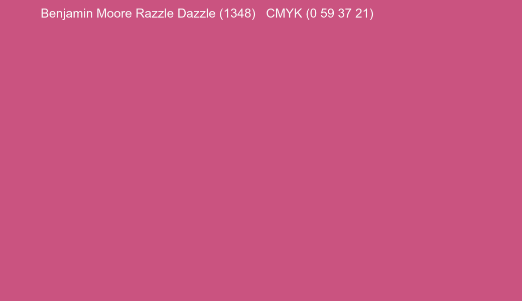 Color Benjamin Moore Razzle Dazzle (1348) to CMYK (0 59 37 21) converter Color Benjamin Moore Razzle Dazzle (1348) to CMYK (0 59 37 21) converter