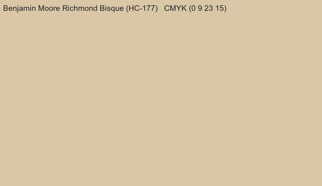 Color Benjamin Moore Richmond Bisque (HC-177) to CMYK (0 9 23 15) converter Color Benjamin Moore Richmond Bisque (HC-177) to CMYK (0 9 23 15) converter