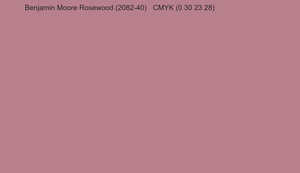 Color Benjamin Moore Rosewood (2082-40) to CMYK (0 30 23 28) converter Color Benjamin Moore Rosewood (2082-40) to CMYK (0 30 23 28) converter