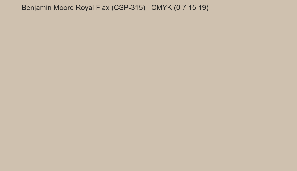 Color Benjamin Moore Royal Flax (CSP-315) to CMYK (0 7 15 19) converter Color Benjamin Moore Royal Flax (CSP-315) to CMYK (0 7 15 19) converter