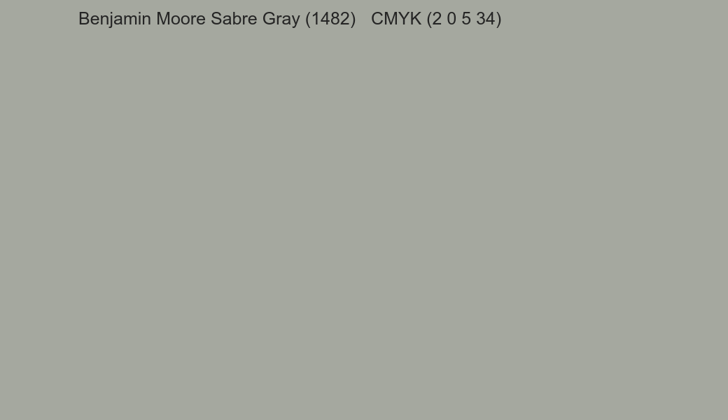Color Benjamin Moore Sabre Gray (1482) to CMYK (2 0 5 34) converter Color Benjamin Moore Sabre Gray (1482) to CMYK (2 0 5 34) converter