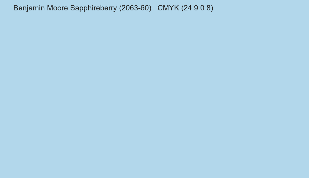 Color Benjamin Moore Sapphireberry (2063-60) to CMYK (24 9 0 8) converter Color Benjamin Moore Sapphireberry (2063-60) to CMYK (24 9 0 8) converter