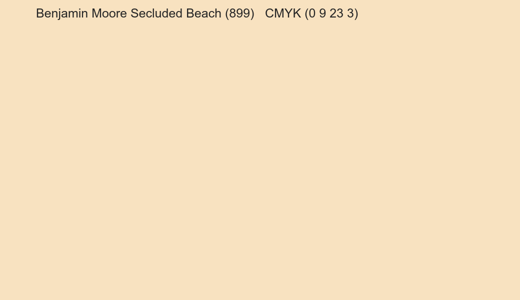 Color Benjamin Moore Secluded Beach (899) to CMYK (0 9 23 3) converter Color Benjamin Moore Secluded Beach (899) to CMYK (0 9 23 3) converter