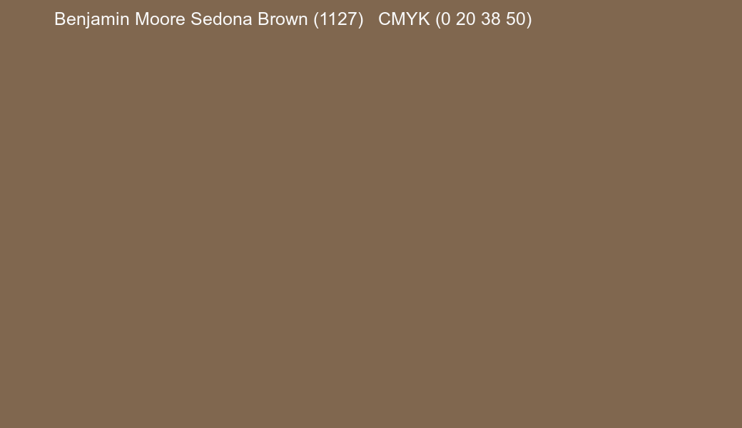Color Benjamin Moore Sedona Brown (1127) to CMYK (0 20 38 50) converter Color Benjamin Moore Sedona Brown (1127) to CMYK (0 20 38 50) converter