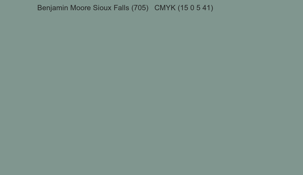 Color Benjamin Moore Sioux Falls (705) to CMYK (15 0 5 41) converter Color Benjamin Moore Sioux Falls (705) to CMYK (15 0 5 41) converter