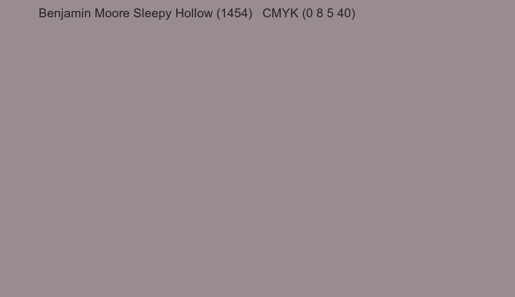 Color Benjamin Moore Sleepy Hollow (1454) to CMYK (0 8 5 40) converter Color Benjamin Moore Sleepy Hollow (1454) to CMYK (0 8 5 40) converter