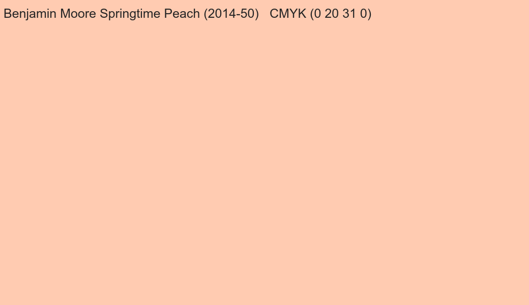 Color Benjamin Moore Springtime Peach (2014-50) to CMYK (0 20 31 0) converter Color Benjamin Moore Springtime Peach (2014-50) to CMYK (0 20 31 0) converter