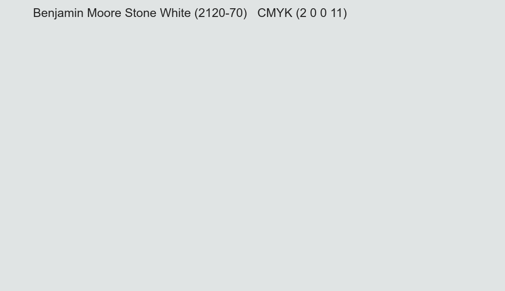 Color Benjamin Moore Stone White (2120-70) to CMYK (2 0 0 11) converter Color Benjamin Moore Stone White (2120-70) to CMYK (2 0 0 11) converter